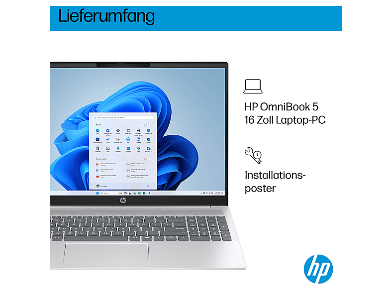 Thumbnail - HP OmniBook 5 OLED 16-ba1356ng - 16 Zoll Intel® Core™ i5 i5-1334U GB 512 Iris® Xᵉ Windows 11 Home