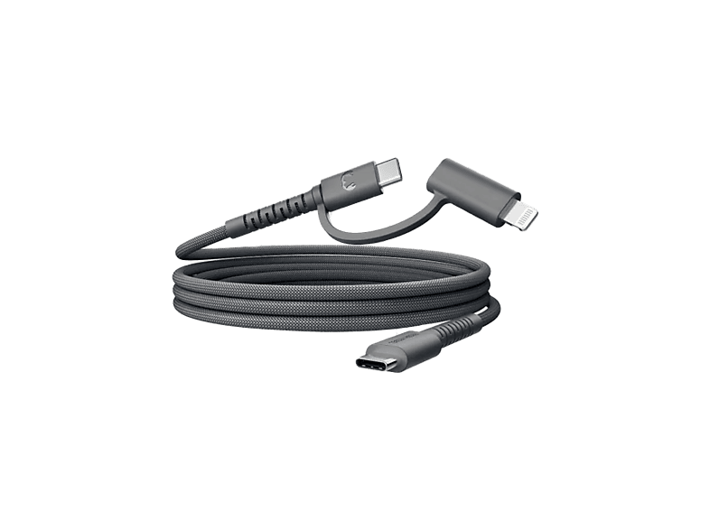 Câble combo Fresh 'n Rebel Flexwave USB-C vers USB-C & Lightning tressé en silicone 2m Storm Grey