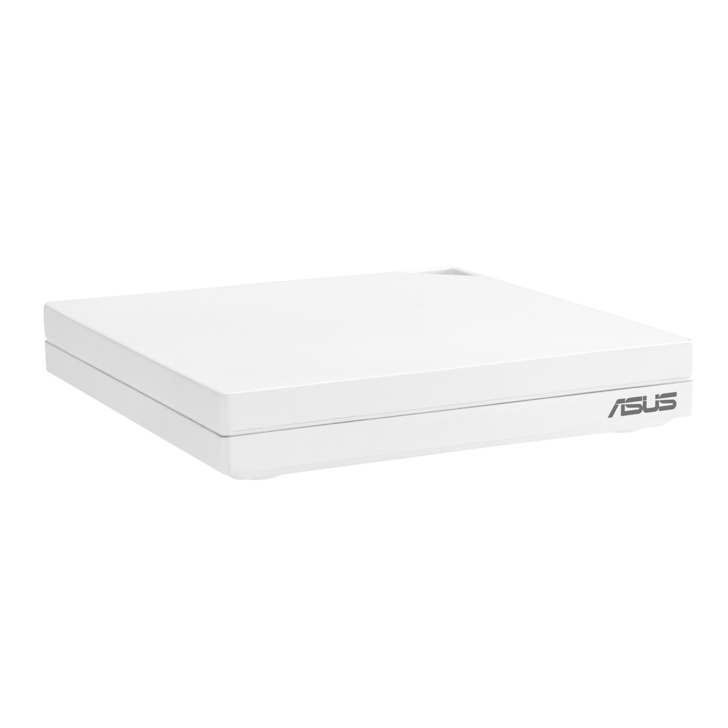 Un appareil ASUS blanc de forme rectangulaire. Le logo ASUS est visible sur le côté. Le fond est blanc.