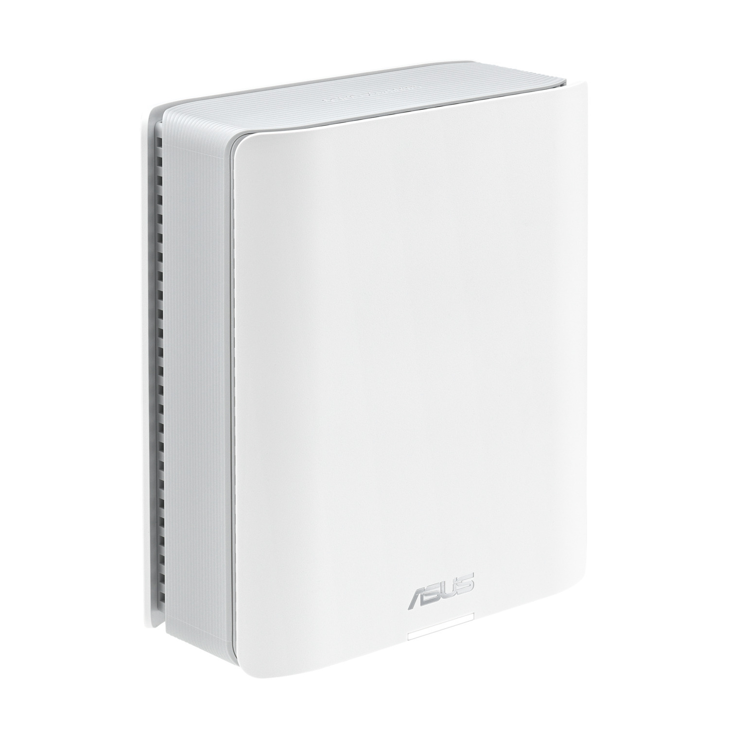 Un routeur ASUS blanc. Il est rectangulaire avec des coins arrondis et un dessus gris. Le logo ASUS est en bas.