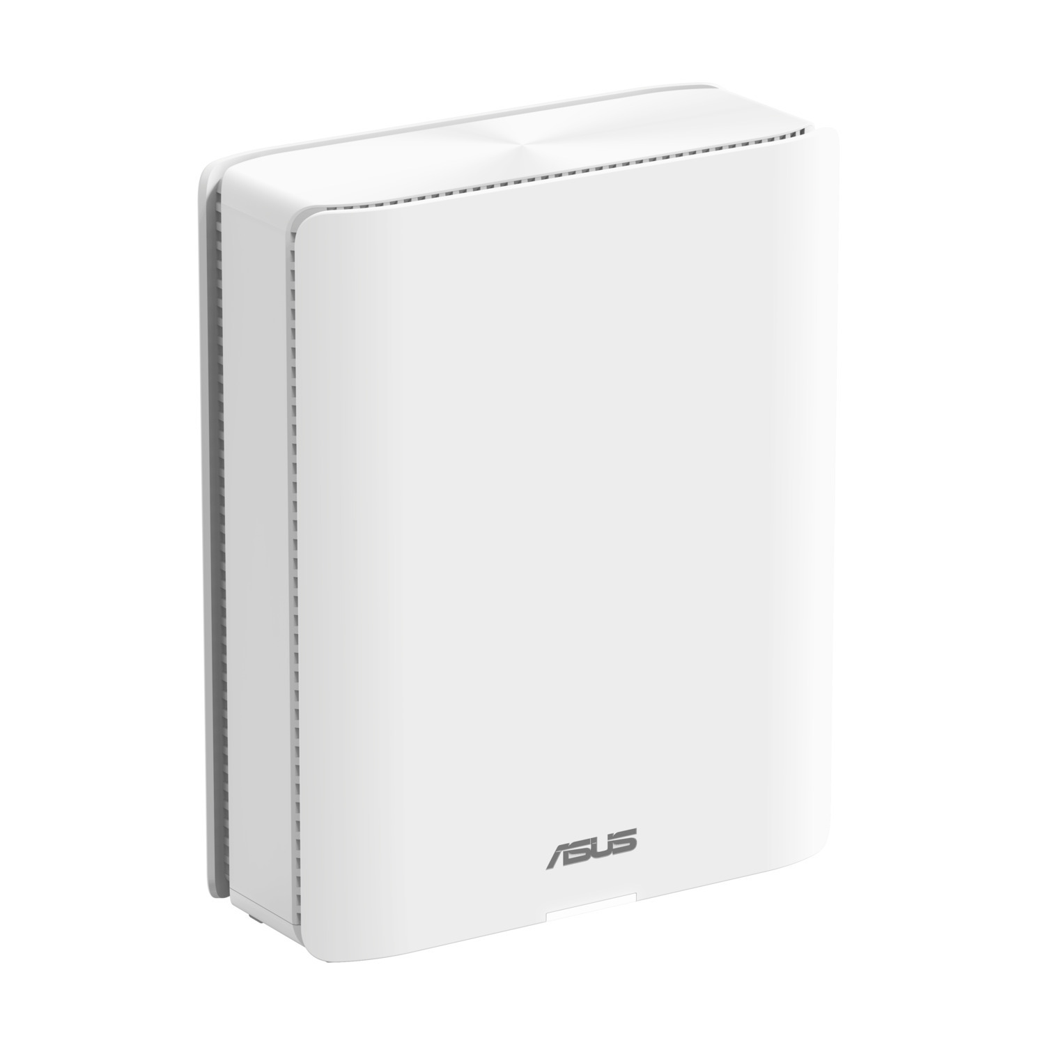 Un routeur ASUS blanc sur fond blanc. L'appareil est rectangulaire avec des bords arrondis et le logo ASUS.