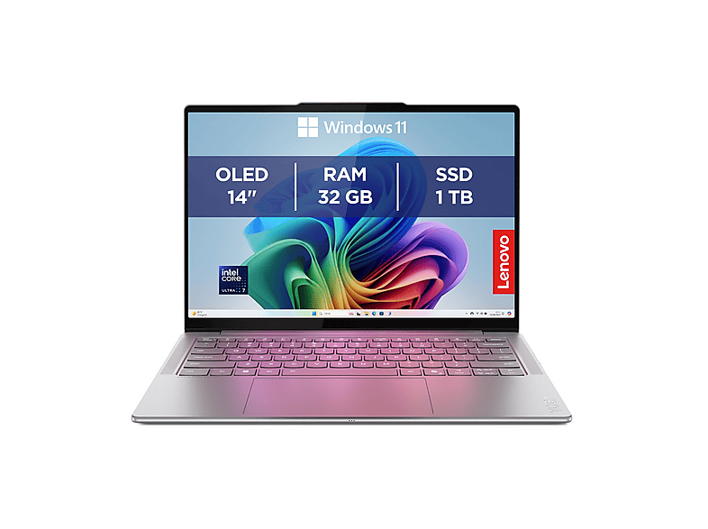 Lenovo Yoga Slim 7i Aura Edition, 14", processore Intel Core Ultra 7 U7-258V, 32 GB, 1000 GB Ssd, Grey Notebook