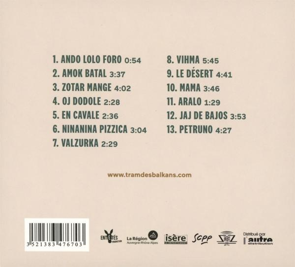 Albumcover mit Titelliste: Ando Lolo Foro, Amok Batal, Zotar Mange, Oj Dodole, En Cavale, Ninanina Pzzica, Valzurka.