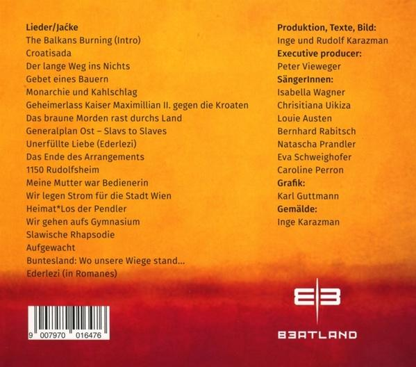 Albumcover mit Titeln und Credits, darunter Namen wie Inge Karazman und Peter Vieweger, sowie einem Barcode.