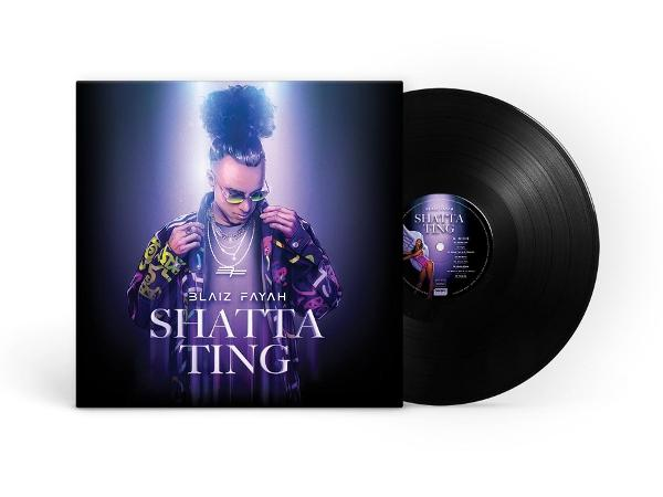 Albumcover von 'Shatta Ting' von Blaiz Fayah mit einem Mann mit Sonnenbrille und einer Schallplatte.