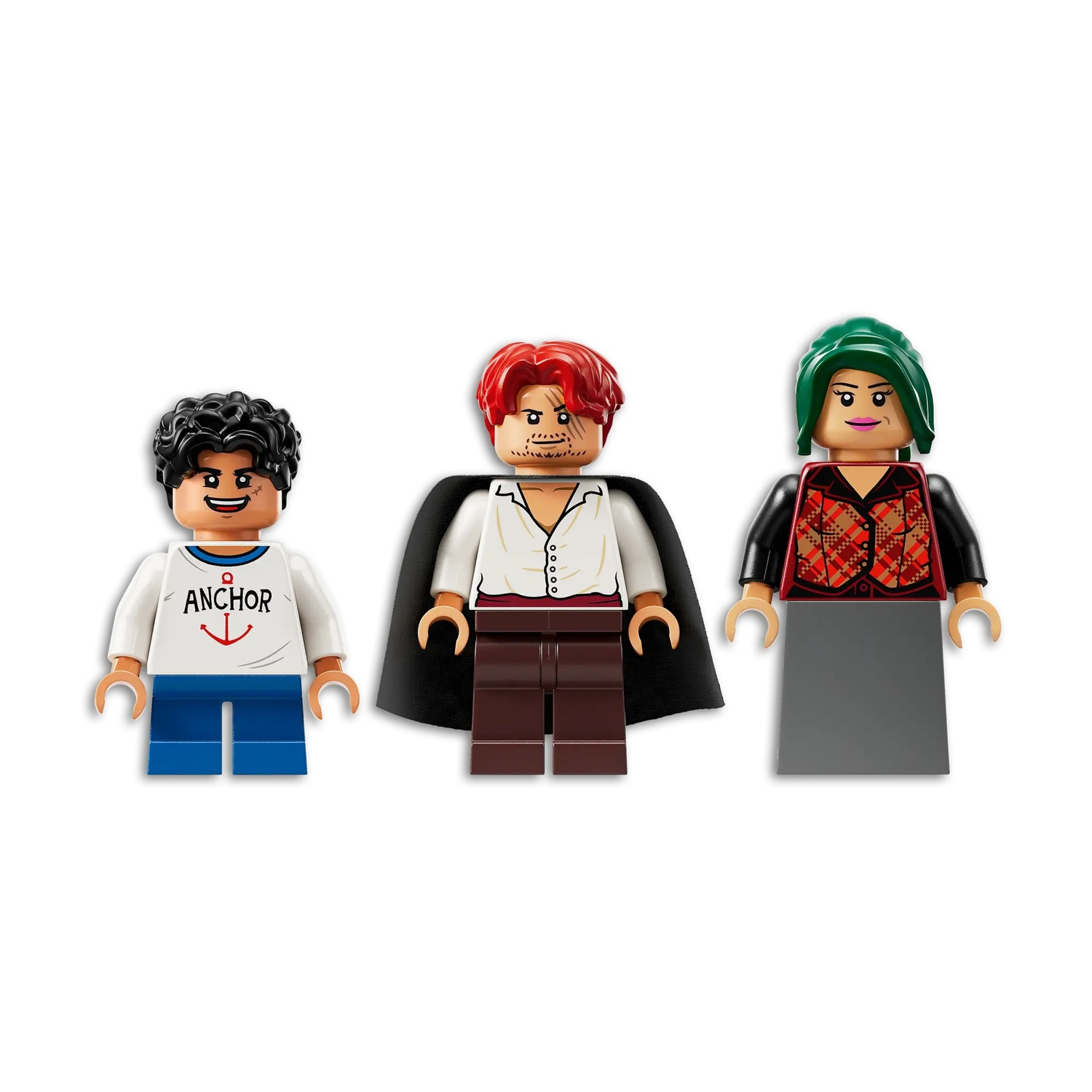 Tre personaggi Lego: un uomo con i capelli neri e la maglia con l'ancora, un uomo con i capelli rossi e una donna con i capelli verdi.