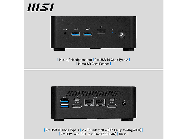 Thumbnail - MSI CUBI NUC 1MG-418DE, Mini PC mit Intel® Core™ 5 120U Prozessor, 8 GB RAM, 512 SSD, Keine Grafikkarte, Windows 11 Home