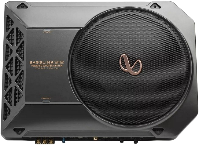 INFINITY SUBBLSM2 12V mélysugárzó hatékony Class D erősítővel, hangszóró méret: 8", RMS kimeneti telj. 125W