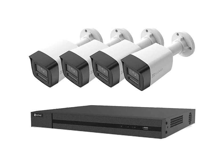 Cámara de vigilancia IP - Ezviz X5K+H3K, 4K, Función visión nocturna, IP67, Defensa activa con sirena y luz estroboscópica, Blanco/Negro