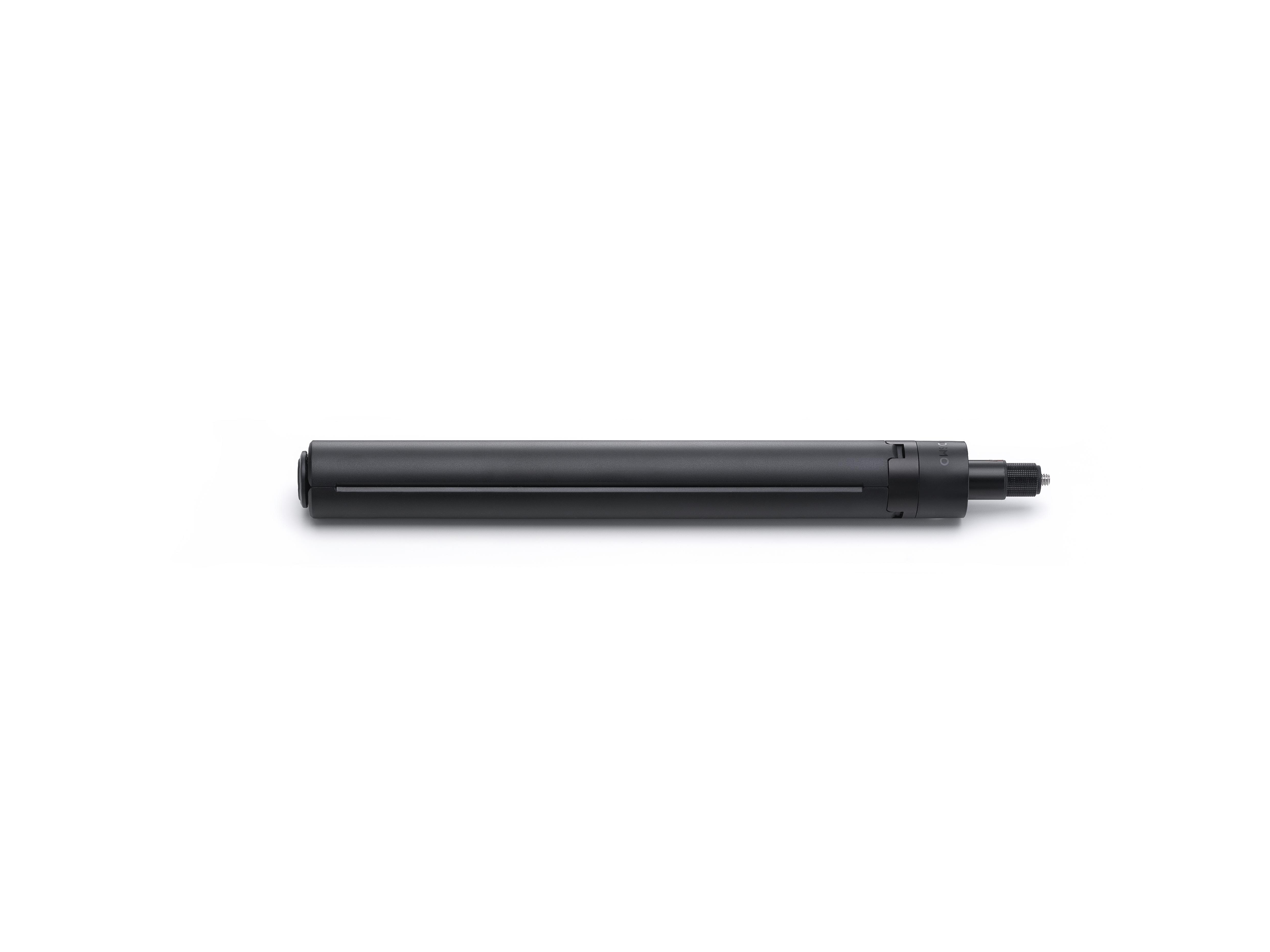 Ein schwarzes zylindrisches Objekt auf weißem Hintergrund. Es scheint ein Stift zu sein.