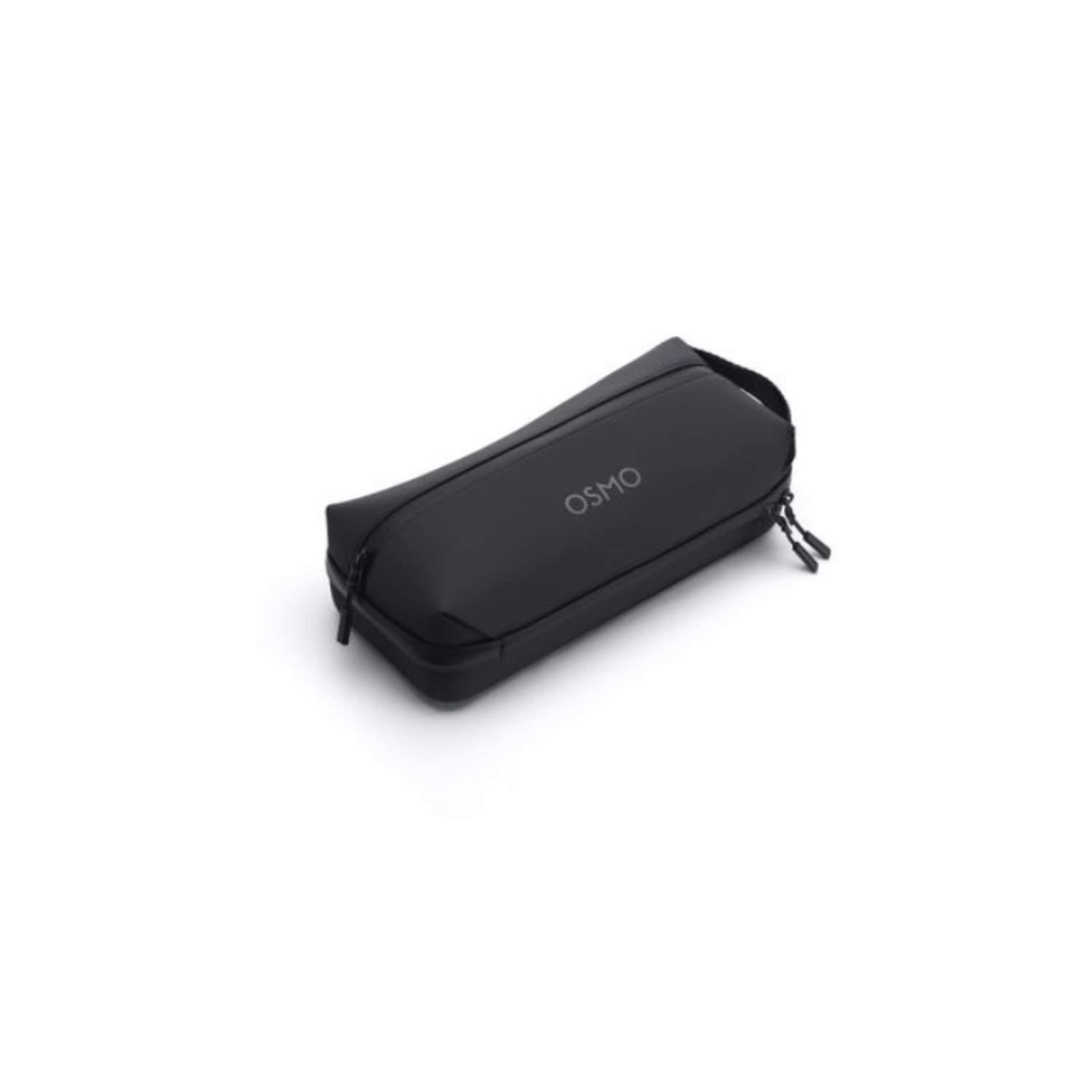 A black case with the word "OSMO" on it, lying on a white surface. The case has a zipper and a handle.