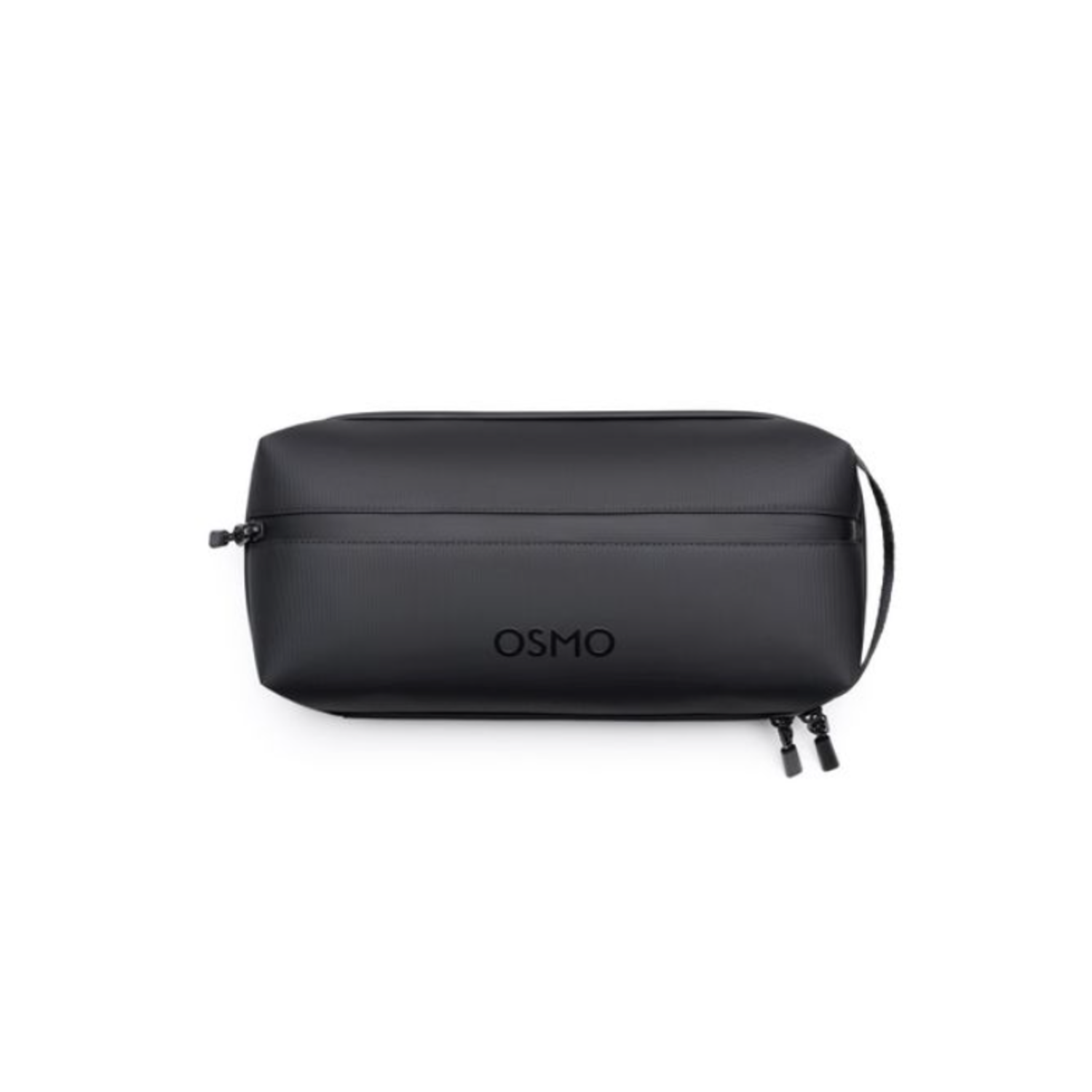 A black rectangular bag with the word 'OSMO' on it. Two zippers are visible on the bottom right.