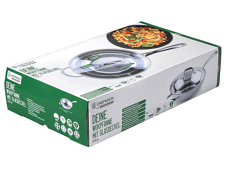 Chefkoch Trifft Fackelmann 23871 Rosenheim Wokpfanne (Aluminium, passend für alle Herdarten, 28 cm, PFAS-frei) — Foto 3 von 4