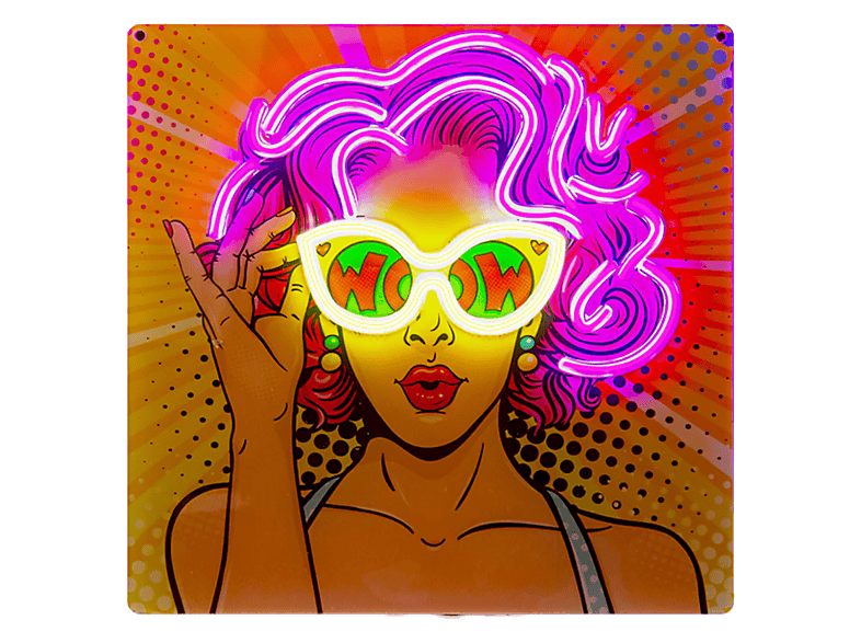 Wiszący neon LED SBS Girl Vintage Wielokolorowy
