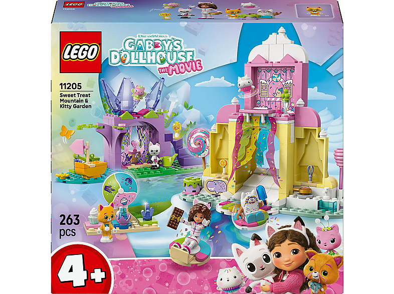 LEGO Gabby's Dollhouse 11205 Zuckerguss-Gebirge und Kätzchen-Garten Bausatz, Mehrfarbig