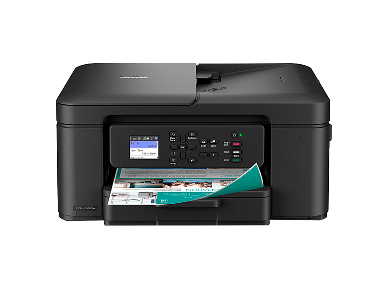 Impresora multifunción tinta - Brother DCP-J1360DW, 16ppm, Doble Cara, Pantalla a color de 4.5 cm, ADF, WiFi 5GHz y USB, Negro