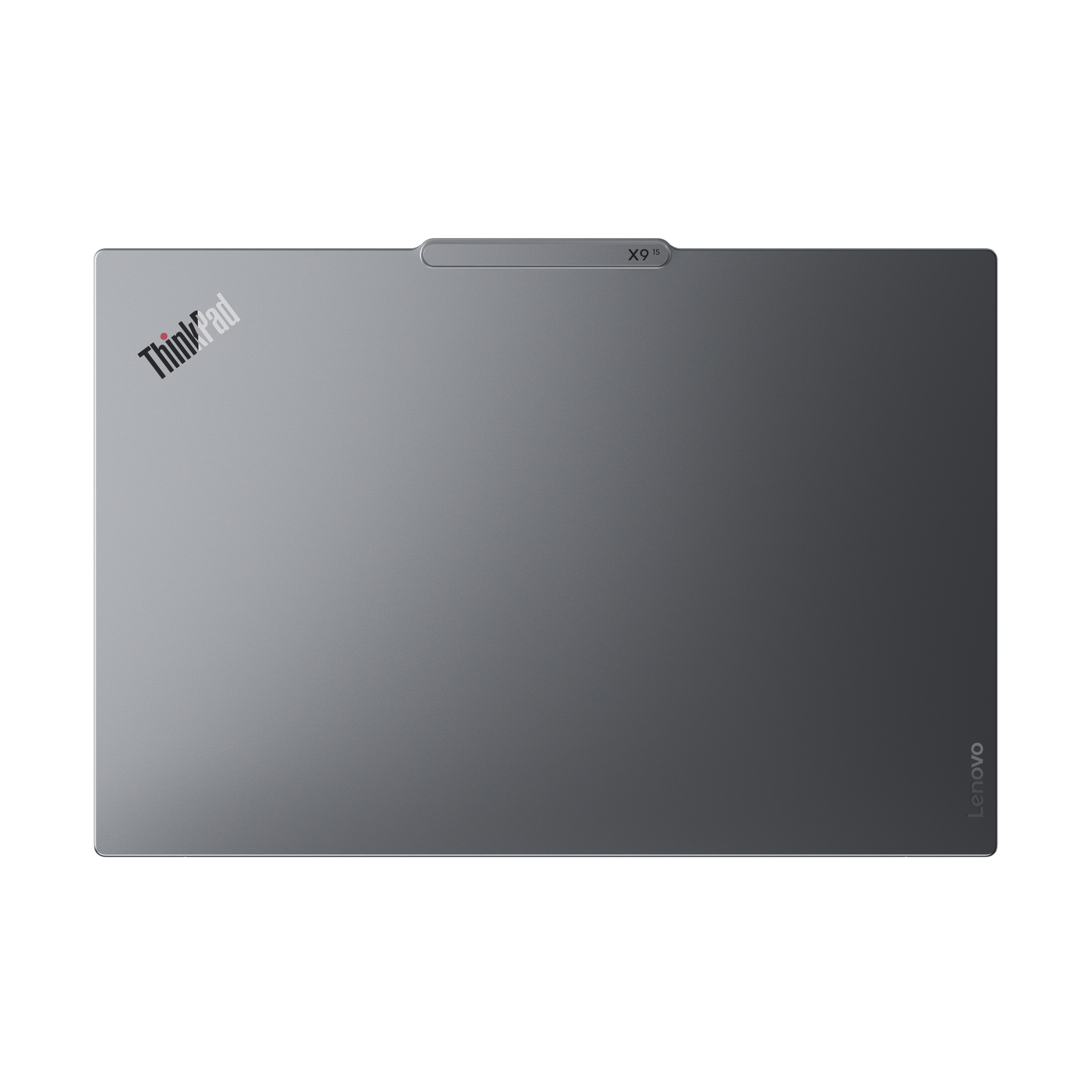 Draufsicht auf einen grauen ThinkPad X13-Laptop. Das ThinkPad-Logo ist sichtbar. Das Lenovo-Logo ist unten rechts.