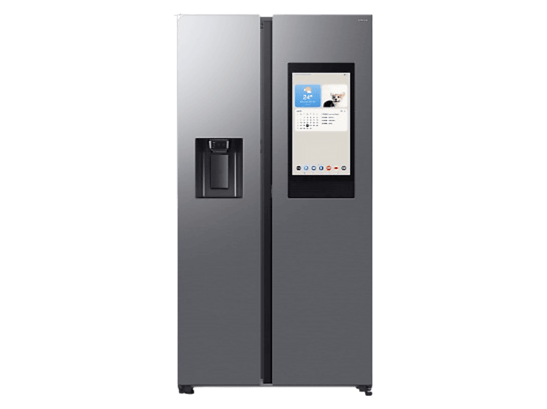 Frigorífico americano - Samsung Family Hub Bespoke AI RS90F66BETEF, Twin Cooling, 178.4 cm, 614 l, Dispensador agua y hielo, Balda botellero, Inox