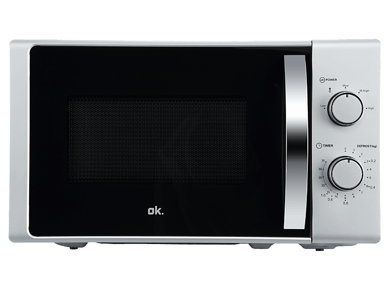 Microondas - ok. OMW 2024-3 S, 1050 W, 5 Niveles de Potencia, 20l, Control Mecánico, Plata