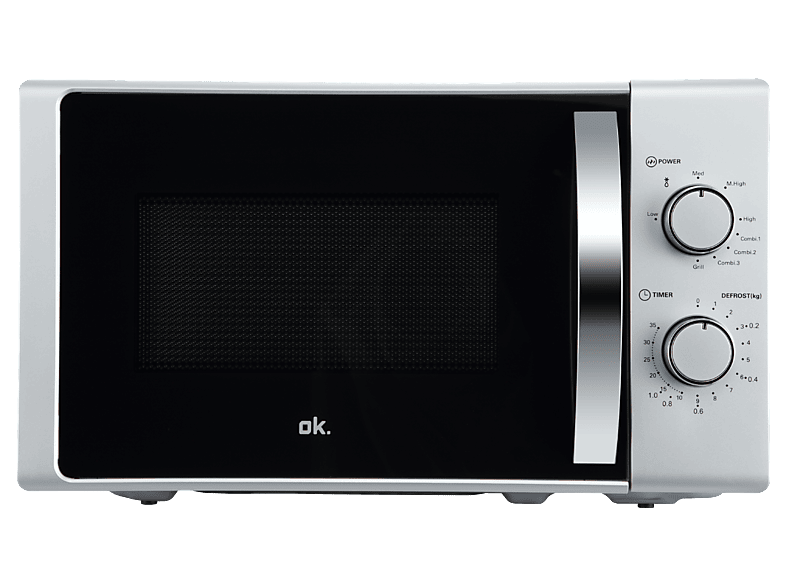 Microondas con grill - ok. OMWG 2024-3 S, 1050 W, 5 Niveles de Potencia, 20l, Control Mecánico, Plata