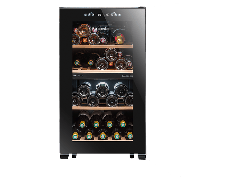 La Sommelière LS51.2ZSblack- 2 Temperaturzonen Weinkühlschrank (143 kWh, EEK: G, Schwarz, Anzahl Flaschen: 50)