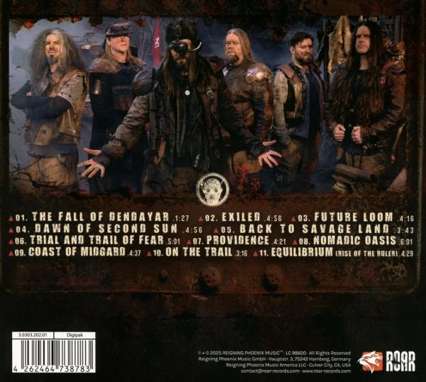 Albumcover mit sieben Männern, wahrscheinlich einer Band, in dunkler Kleidung. Text enthält Songtitel und ein Logo, mit Barcode unten.