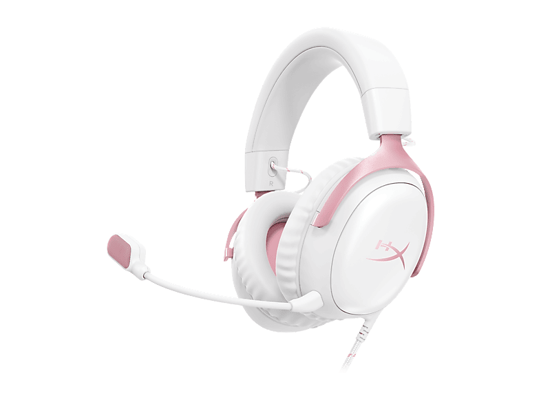 HyperX Cloud III Wired Gaming Headset - Wit/Roze (PC, PS5, Xbox Series X/S)
