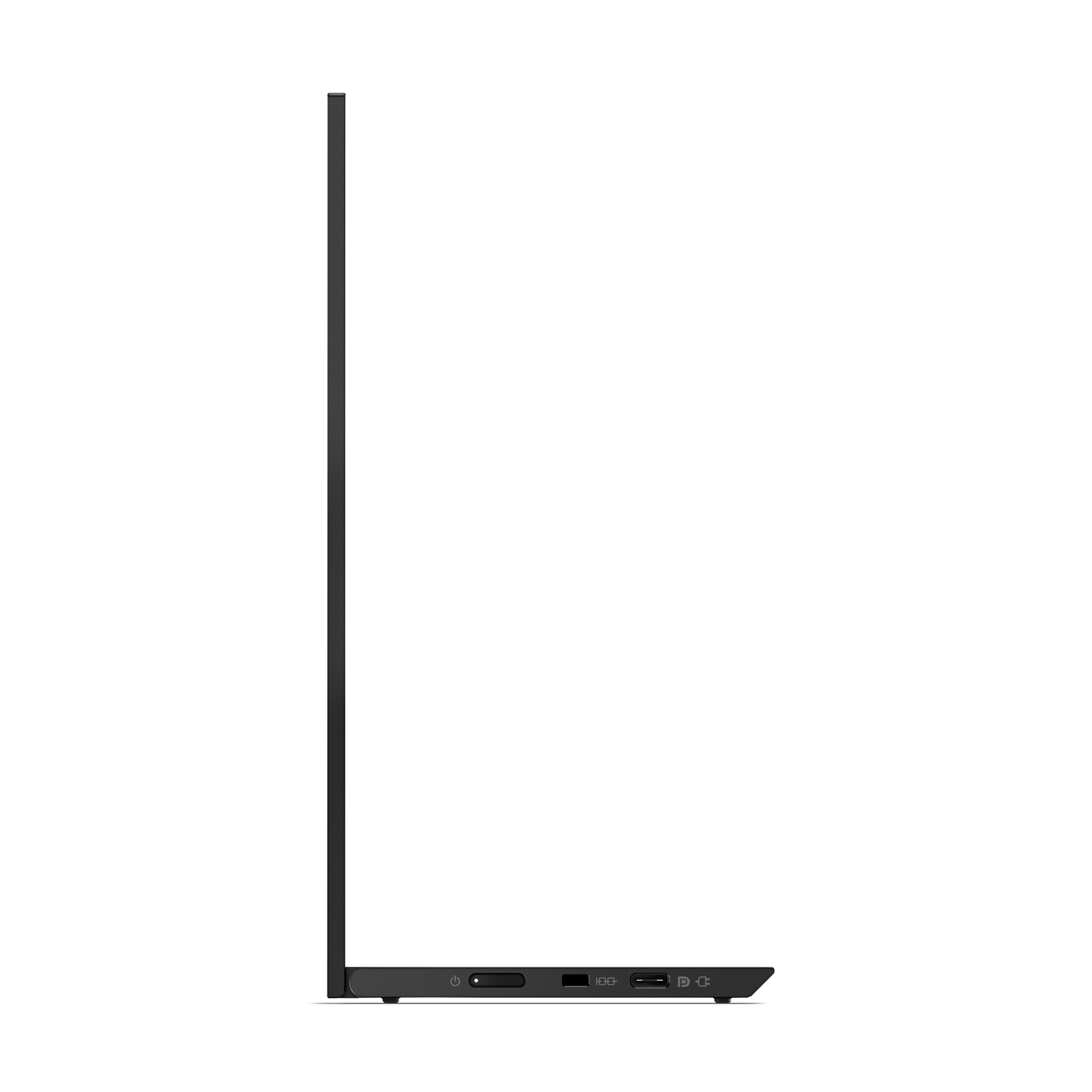 Ein schwarzes Gerät mit rechteckiger Form. Es hat mehrere Anschlüsse an der Unterseite und einen Power-Button. Das Gerät steht auf weißem Hintergrund.