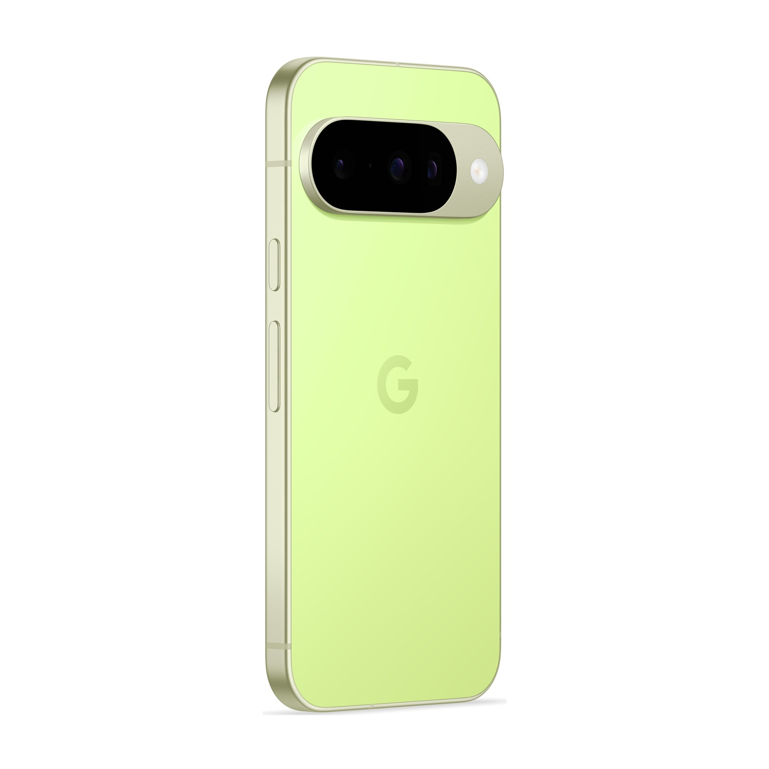 Un telefono Google Pixel 7 verde chiaro. Il retro ha il logo Google. La barra della fotocamera è nera.