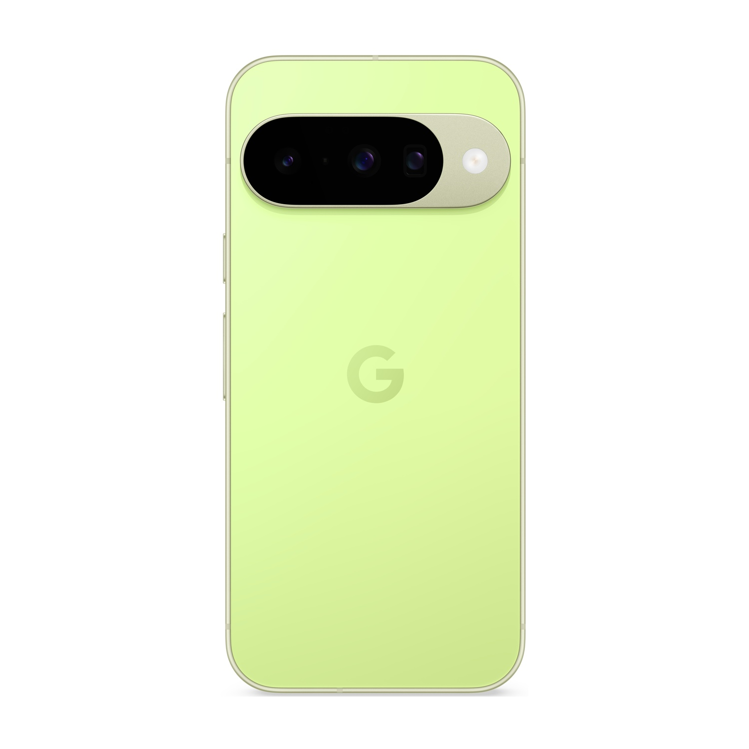 Telefono Google Pixel 7 verde. Ha una configurazione a doppia fotocamera con flash. Il logo Google è visibile.
