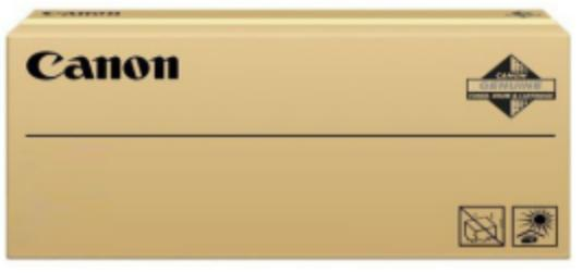 Une boîte Canon est affichée avec le logo Canon, une ligne horizontale et des symboles d'avertissement, le tout sur un fond beige.