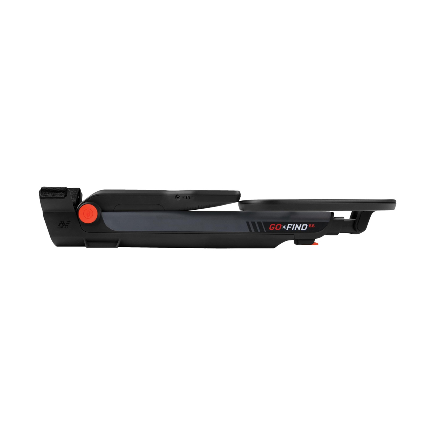 Un metal detector con corpo nero e grigio, pulsanti arancioni e la scritta "GO*FIND S6".