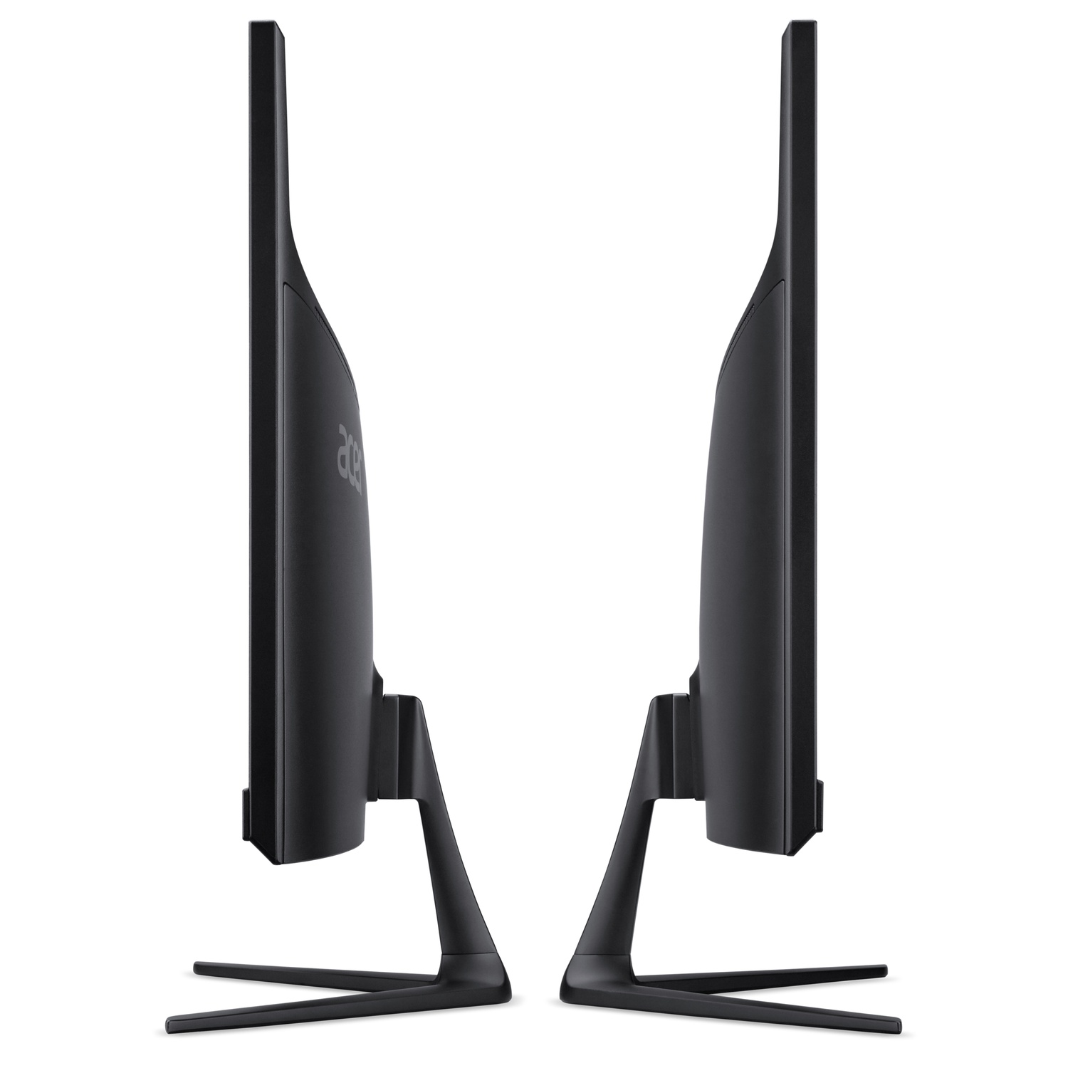 Two black computer monitors on white background. Each monitor has a stand. The Acer logo is visible.