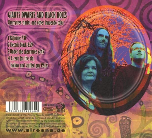 CD-Cover mit vier Personen in einer Blase. Der Text enthält Bandnamen und Songtitel. Der Hintergrund hat abstrakte Kunst.