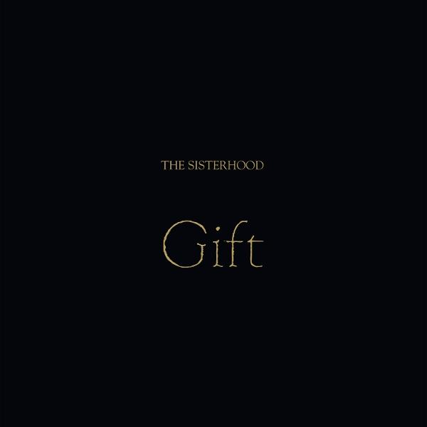 Fekete háttér arany színű szöveggel: "THE SISTERHOOD" a "Gift" felett.