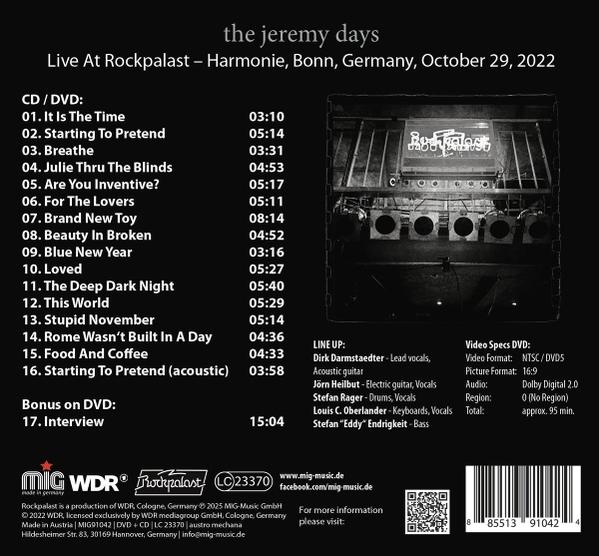 Ein Konzertplakat mit einer Titelliste, Bandmitgliedern und dem Namen des Veranstaltungsortes. Das Rockpalast-Logo ist sichtbar.