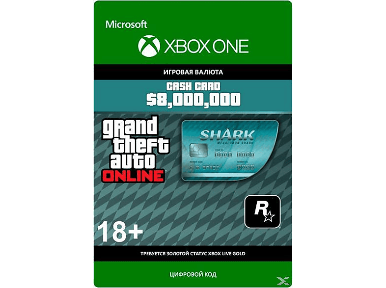 Kod aktywacyjny MICROSOFT Waluta w grze Grand Theft Auto Online Megalodon Cash Card $8,000,000
