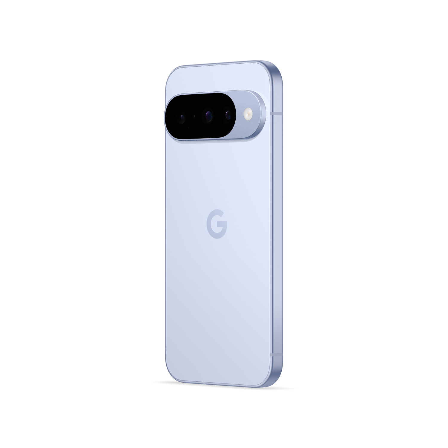 A light purple Google Pixel phone. Features dual-lens camera. The Google logo is visible on the back.
