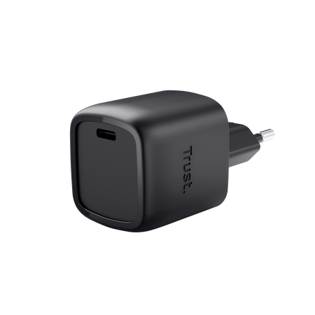 TRUST Maxo 30W hálózati GaN töltő, USB-C csatlakozás, fekete (25519)