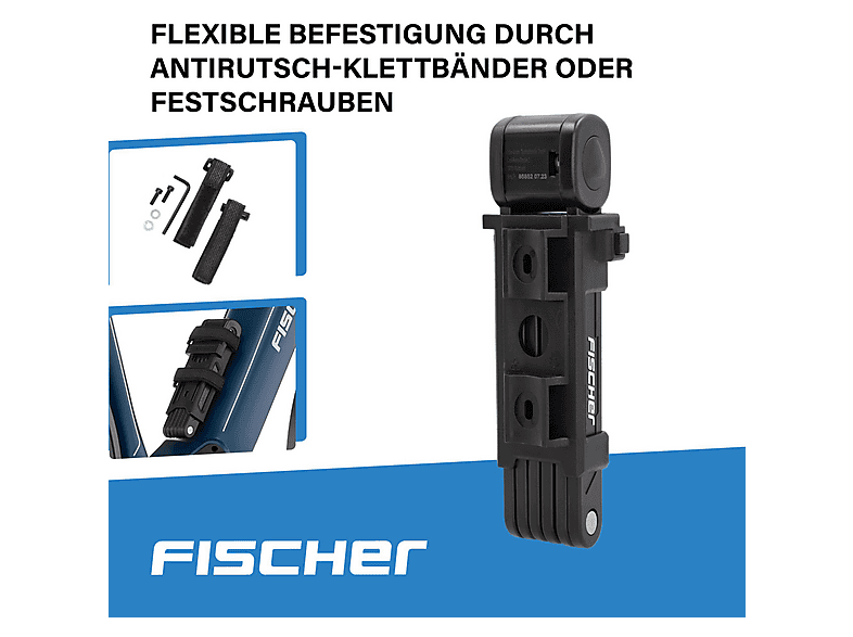 FISCHER 85 cm Faltschloss mit Halter (Schwarz)