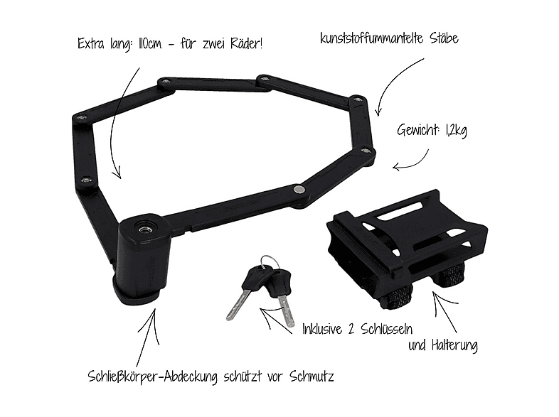FISCHER 50385 Faltschloss Fahrradschloss (Schwarz)
