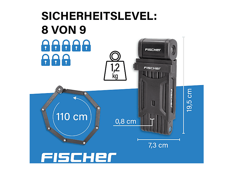 FISCHER 50385 Faltschloss Fahrradschloss (Schwarz)
