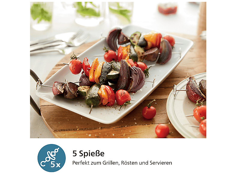 PHILIPS HD9946/00 Airfryer Zubehör mit Spießen (kompatibel Philips HD9270 / HD9280 NA130 NA23x NA33x) Grillkit Schwarz/Silber