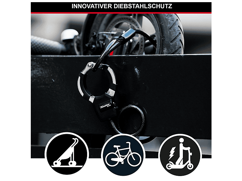 MASTERLOCK 66268700 Street Cuff 100cm Kabelschloss (23 x 11 3, Schwarz)