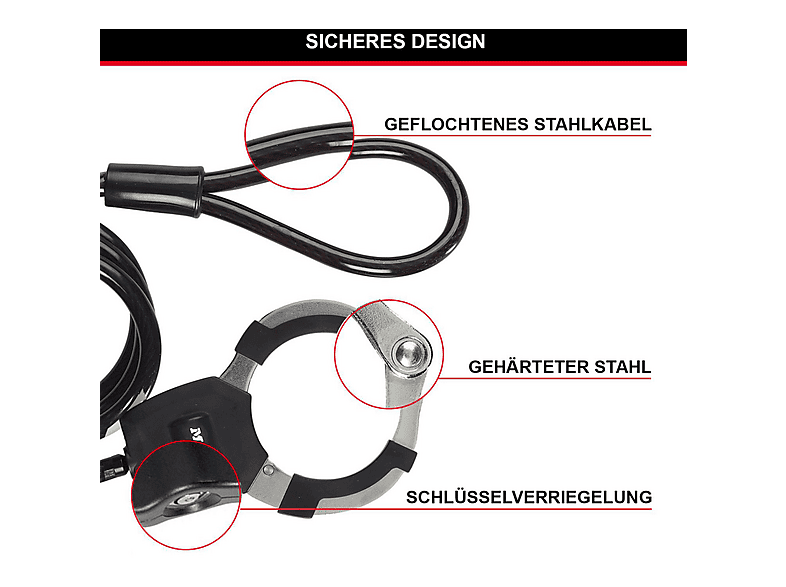 MASTERLOCK 66268700 Street Cuff 100cm Kabelschloss (23 x 11 3, Schwarz)