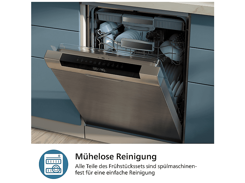 PHILIPS HD9921/00 Airfryer Zubehör (kompatibel mit Philips HD9285, HD98x, NA13x, NA23x, NA33x, NA34x, NA35x, NA55x) Frühstücks-Set Silber