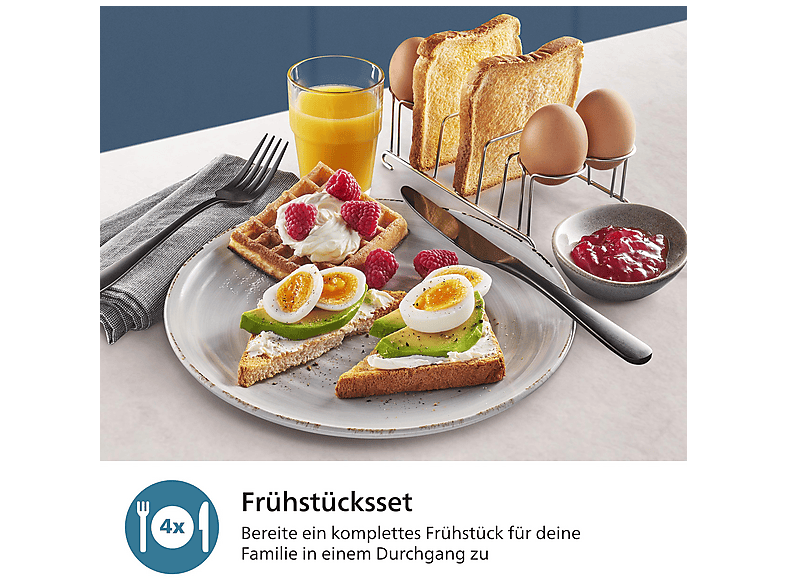 PHILIPS HD9921/00 Airfryer Zubehör (kompatibel mit Philips HD9285, HD98x, NA13x, NA23x, NA33x, NA34x, NA35x, NA55x) Frühstücks-Set Silber