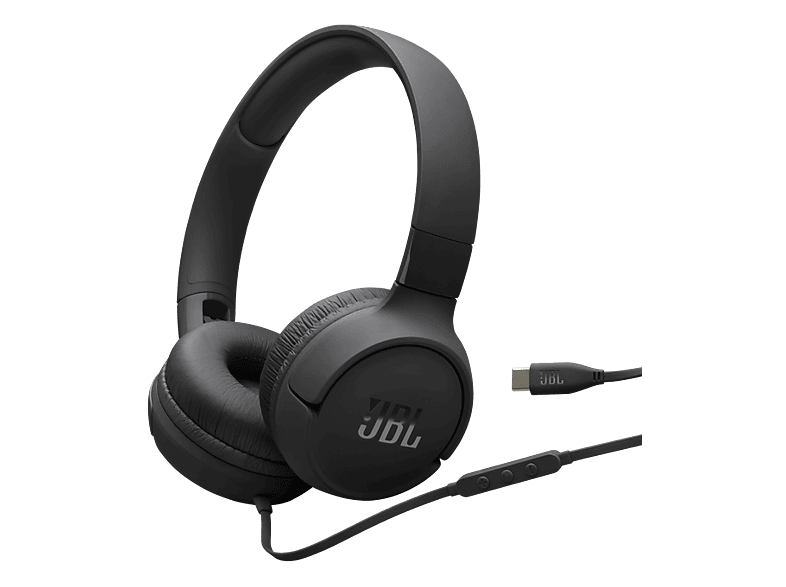 Auriculares – JBL Tune 520C, Cable, Circumaurales, USB-C, Micrófono, Plegable, Negro