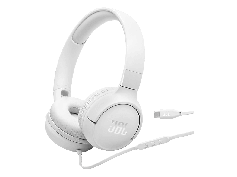 Auriculares - JBL Tune 520C, Cable, Circumaurales, USB-C, Micrófono, Plegable, Blanco