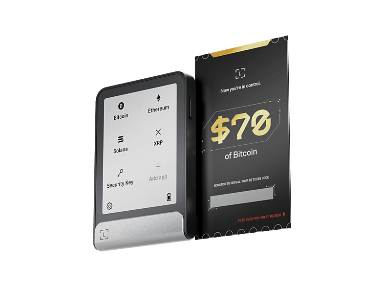 Crypto Wallet - Ledger Flex™ 70$ Bitcoin, Pantalla táctil de E Ink® 2.84", Bluetooth, Batería 200 mAh, Gris